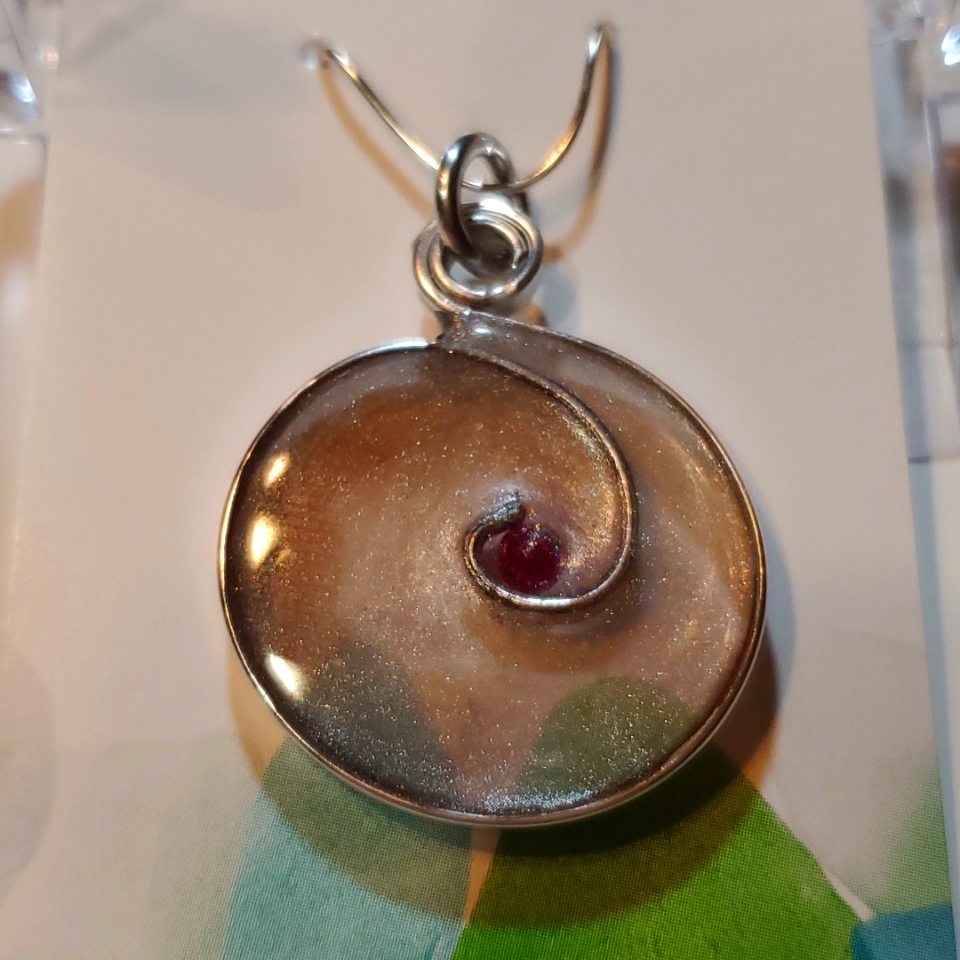 Jewelry Pendant With Genuine Ruby Silvertone Quarter Size